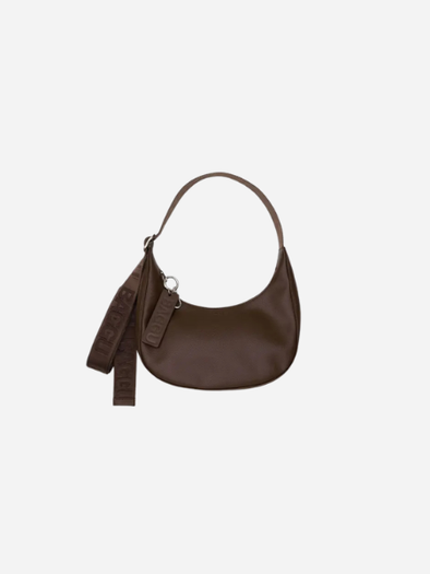 BAGGU Small Recycled Leather Crescent Bag: Brown