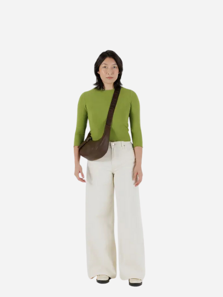 BAGGU Small Recycled Leather Crescent Bag: Brown