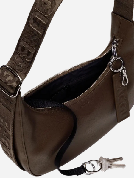 BAGGU Small Recycled Leather Crescent Bag: Brown