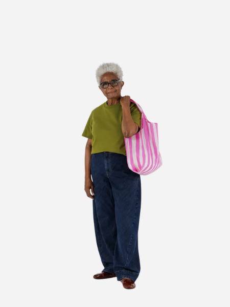 Baggu Standard Bag: Pink Painted Stripe