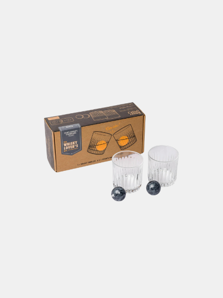 GENTLEMEN'S HARDWARE WHISKEY TUMBLER GLASSES AND ICE STONES SET 