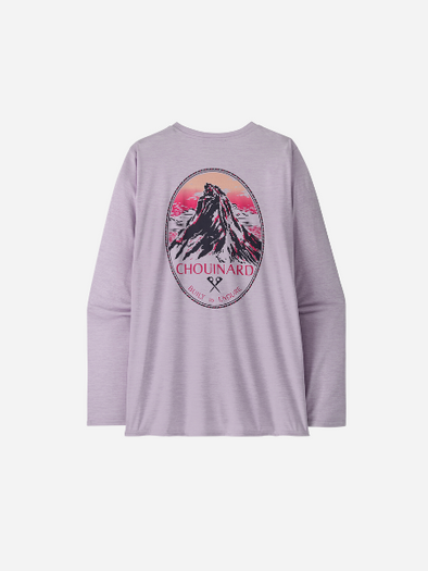 Patagonia Women's Long Sleeve Cap Cool Daily Graphic T-Shirt- Lands:
 Foxglove Purple