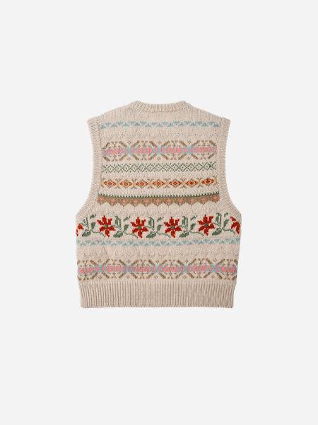 FILSON WOMEN'S 3GG FAIRISLE VEST -FLOWER JACQUARD