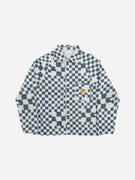 SERVICE WORKS DRILL PRINTED FRONT OF HOUSE JACKET- TEAL CHECKER
