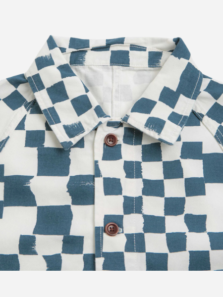 SERVICE WORKS DRILL PRINTED FRONT OF HOUSE JACKET- TEAL CHECKER