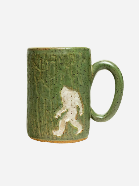 WHITE SQUIRREL CLAYWORKS: ABOMINABLE SNOWMAN GREEN 16 OZ MUG
