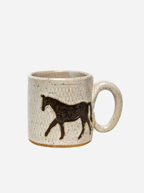 WHITE SQUIRREL CLAYWORKS: 
BROWN HORSE WHITE 10 OZ MUG