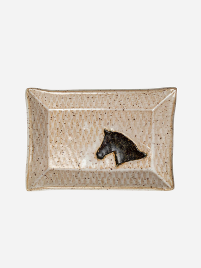 White Squirrel Clayworks: : Brown Horse White Trinket Dish