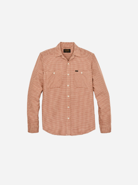 Filson's The Rangeland Flannel Shirt-Salmon/Oat Houndstooth