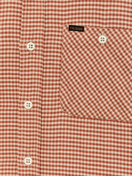 Filson's The Rangeland Flannel Shirt-Salmon/Oat Houndstooth