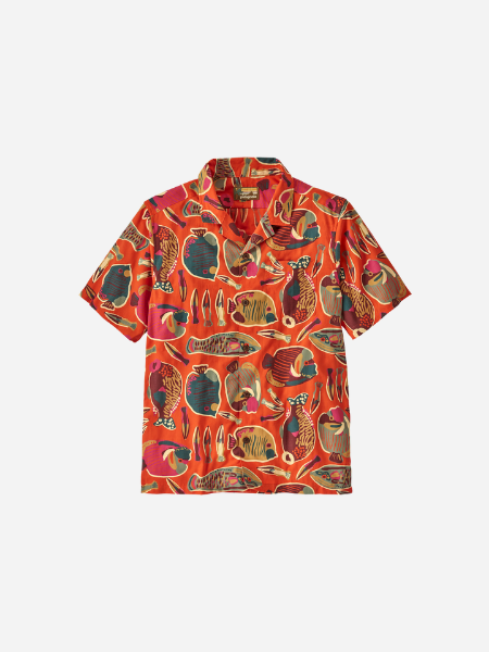 Patagonia Men's Tidal Threads Camp Shirt: Wrasse Pollinator Orange