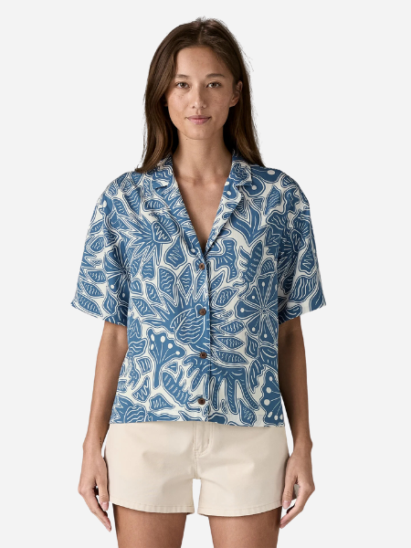Patagonia Women's Tidal Threads Shirt: Bees And Flowers- Still Blue