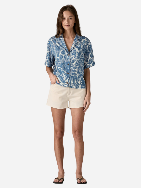 Patagonia Women's Tidal Threads Shirt: Bees And Flowers- Still Blue
