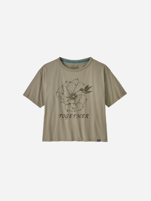 Patagonia Women's Mutualism Easy Cut Organic T-Shirt: Pollen Power- River Rock Green