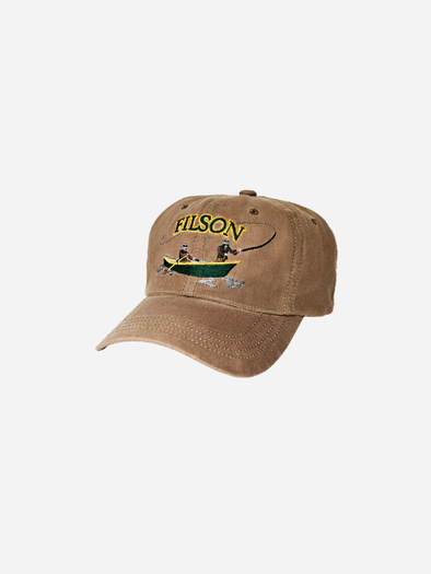 Filson Low-Profile Embroidery Oil Tin Logger Cap: Pecan/Boat