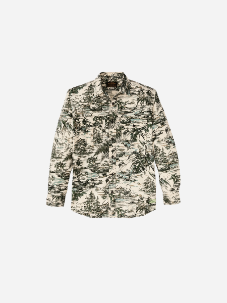 Filson X Housefly Washed Feather Cloth Shirt: Khaki/Scenic