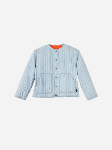 Filson Women's Chambray Quilted Jacket:  Light Indigo Chambray