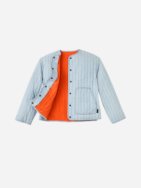 Filson Women's Chambray Quilted Jacket:  Light Indigo Chambray
