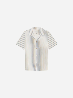 Rhythm Seersucker Stripe Short Sleeve Shirt: White 