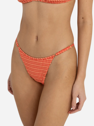 Rhythm Lola Check Adjustable Side Hi-Cut String Pant: Red