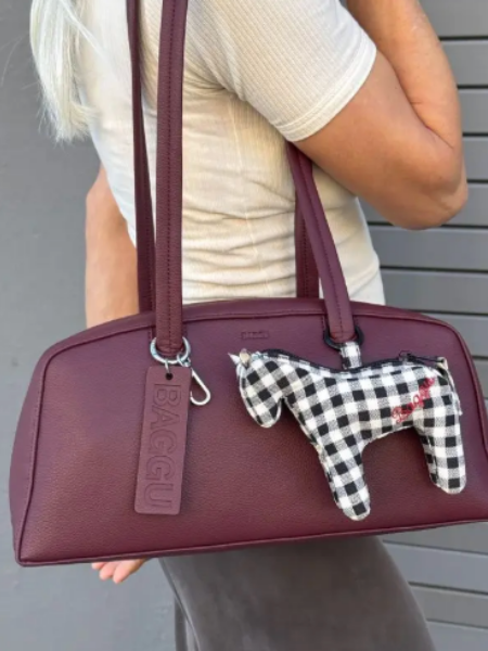 BAGGU Recycled Leather Bowler Bag: Mahogany