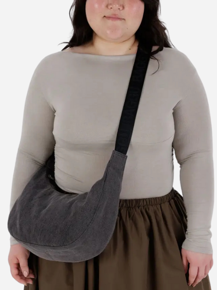 BAGGU Medium Denim Crescent Bag