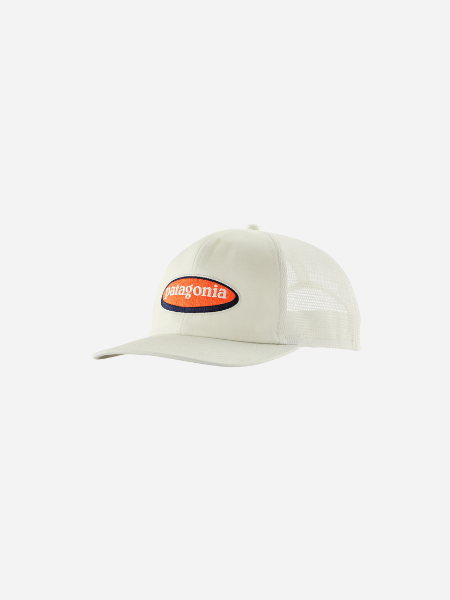 Patagonia Relaxed Trucker Hat: Oval Logo: Birch White OS