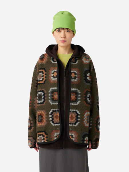 Snow Peak Wool Jacquard Cardigan: Olive