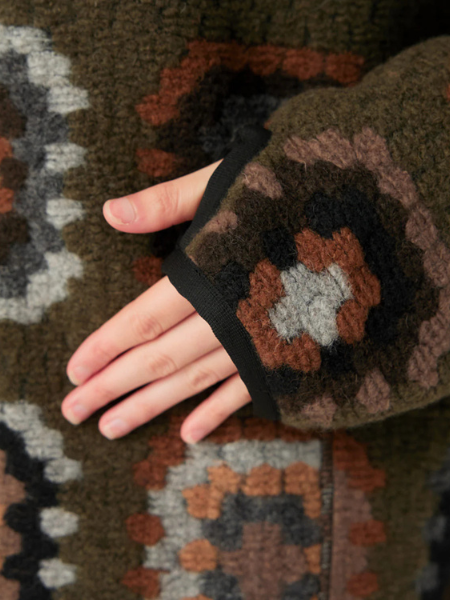 Snow Peak Wool Jacquard Cardigan: Olive