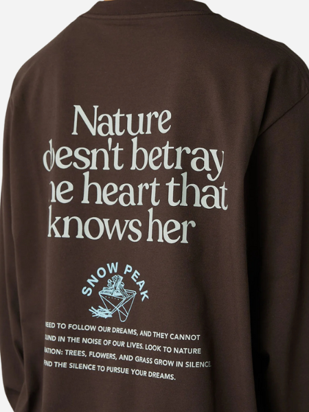 Snow Peak Living With Nature Long Sleeve T-Shirt: Dark Brown