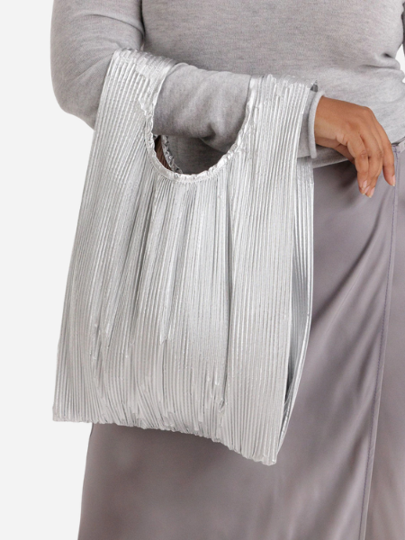 Baggu Pleated Baggu : Chrome Metallic