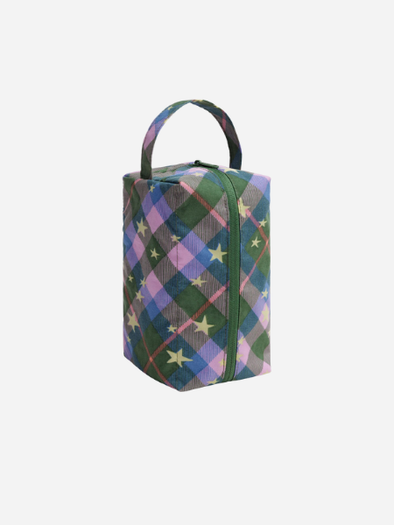 Baggu Dopp Kit: Green Star Plaid