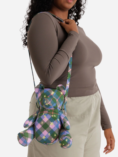 Baggu Bear Bag: Green Star Plaid
