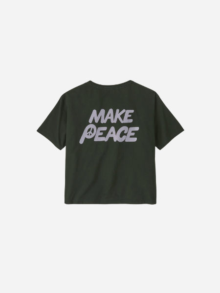 Patagonia Women's Balance Easy Cut-Out Organic T-Shirt- Peace Seeds: Old Growth Green