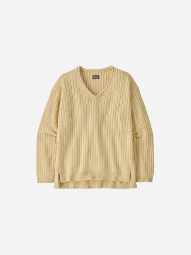 Patagonia Women's Recycled Woolblend V-Neck Sweater: Dark Natural