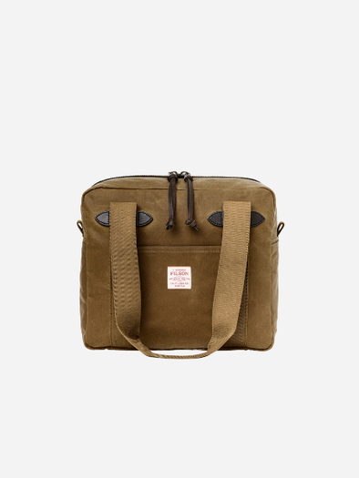 Filson Tin Cloth Tote Bag With Zipper: Dark Tan
