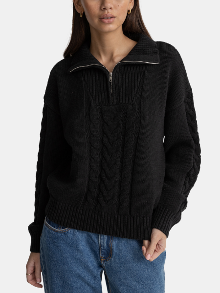 Rhythm Women s Cabelled Vintage 1 4 Zip Knit Rhythm Livin SEED