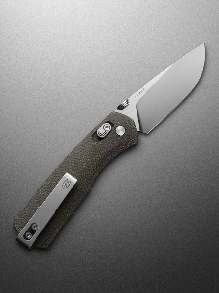 JAMES BRAND THE CARTER - OD GREEN/STAINLESS/MICARTA -STRAIGHT BLADE