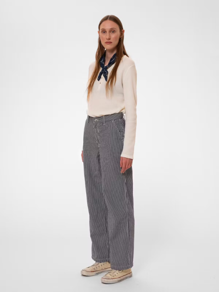 NUDIE JEANS WOMEN'S STINA HICKORY STRIPED PANTS