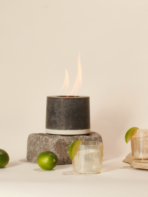 FLIKR FIRE W/ ALUMINUM BASE ALMOND