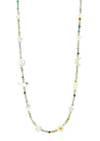 KRIS NATIONS AMAZONITE BEADED NECKLACE WITH MOTHER OF PEARL CHARMS