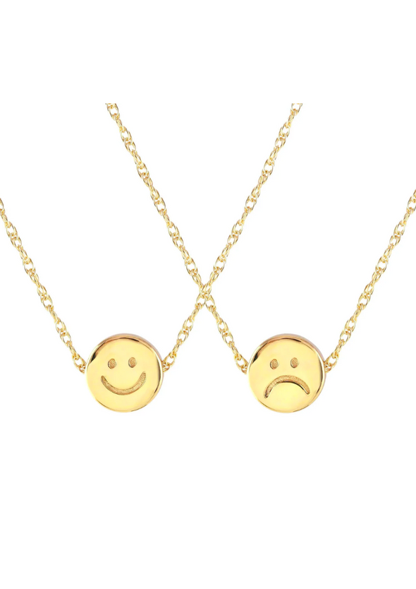 KRIS NATIONS HAPPY SAD CHAIN NECKLACE - GOLD-FILLED