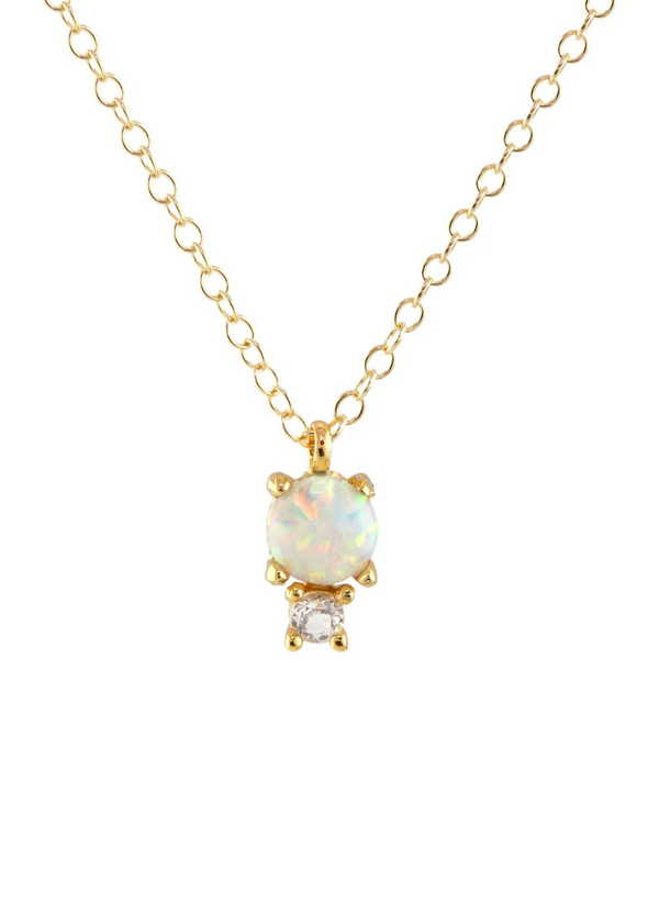 KRIS NATIONS OPAL AND WHITE TOPAZ DROP NECKLACE