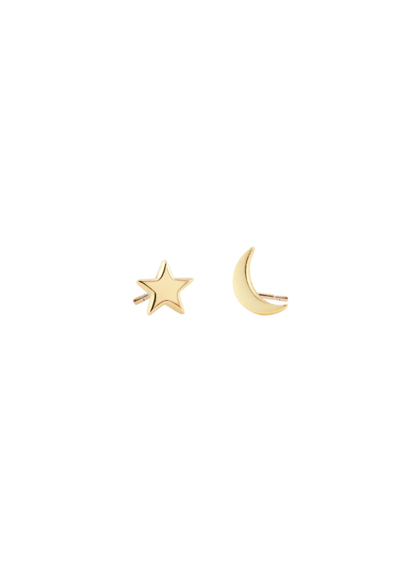 KRIS NATIONS STAR AND MOON STUD EARRINGS