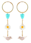KRIS NATIONS TURQUOISE AND MOTHER OF PEARL TOTEM HOOP EARRINGS