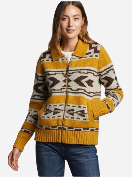 PENDLETON WOMEN'S GRAPHIC SHETLAND ZIP SWEATER